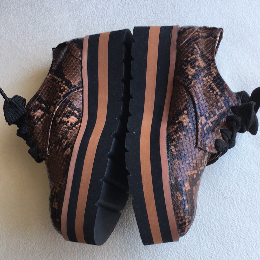 Zara Basic Collection Lace-Up Platform Snakeskin … - image 1